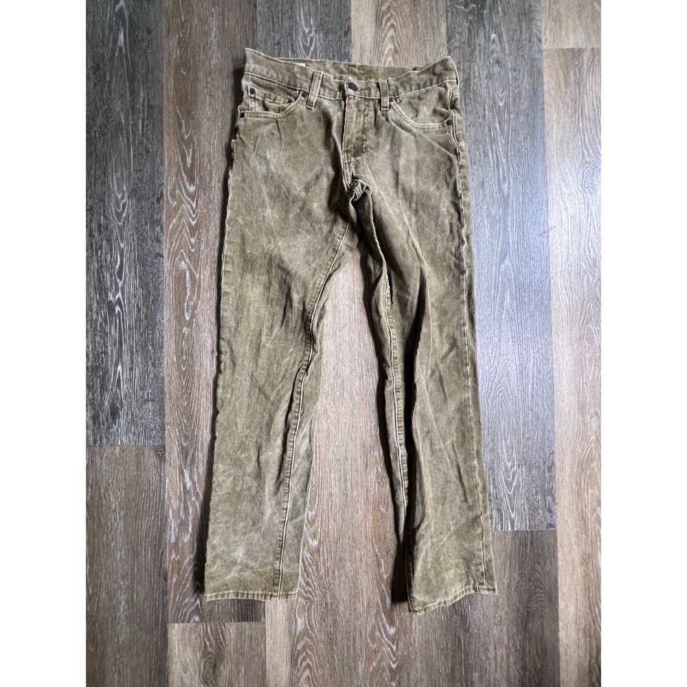 Levi's 511 Corduroy Pants Mens 30x32 Olive Khaki Slim Fit Distressed Premium